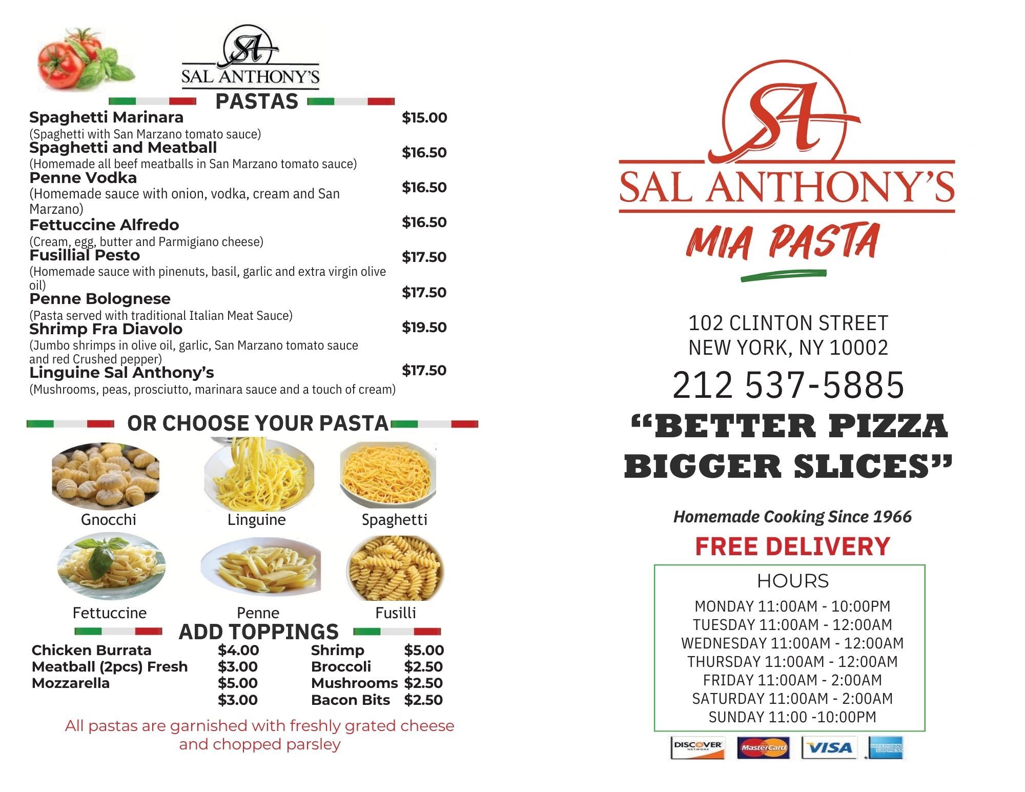 First Page of Menu