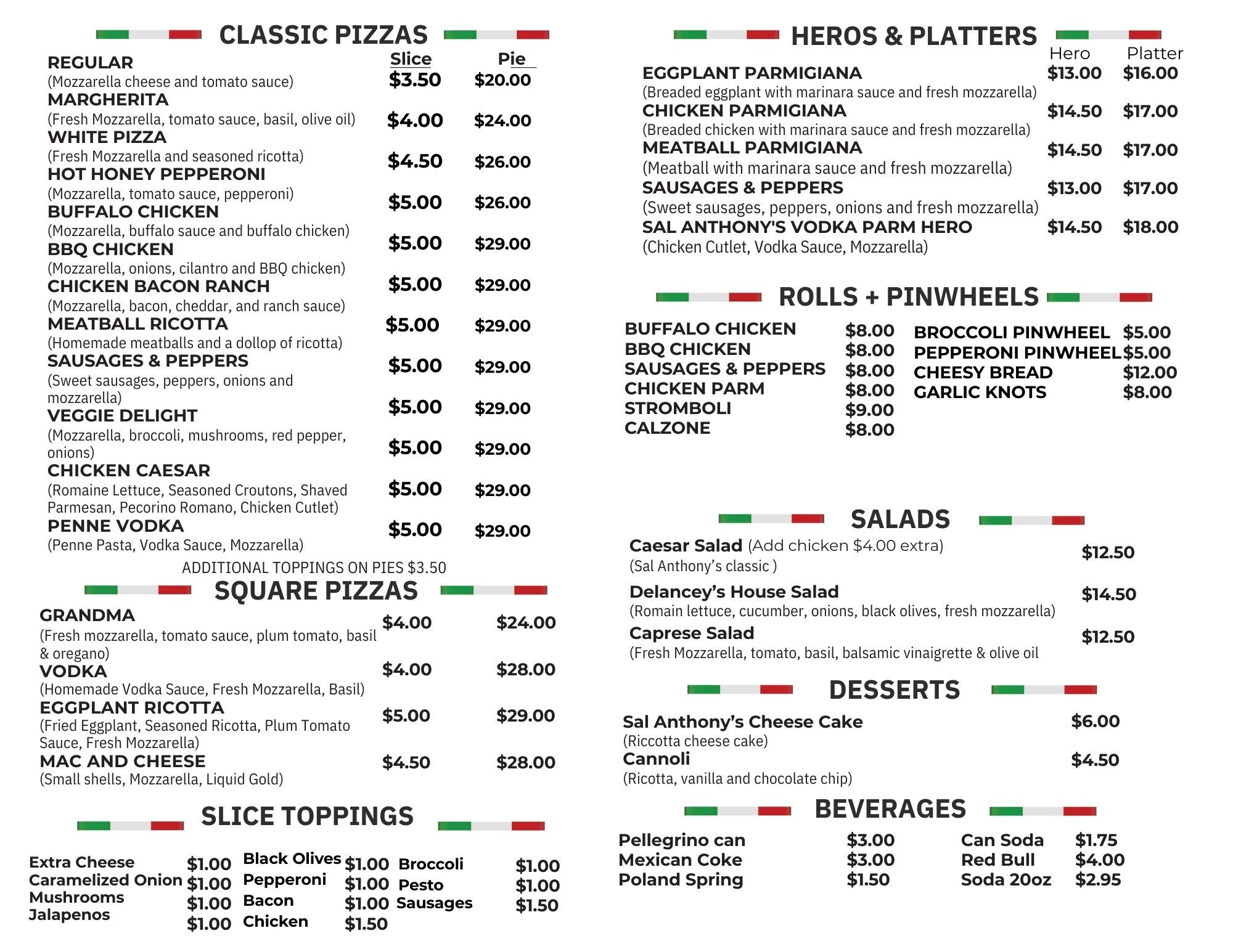Second Page of Menu